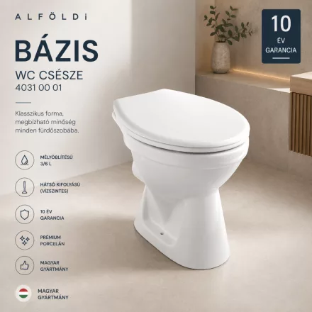 Alföldi Bázis hátsó kifolyású mélyöblítésű WC csésze 4031 00 01