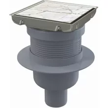   Alca Függőleges padlóösszefolyó 130x130 mm kétoldalas rozsdamentes ráccsal APV240
