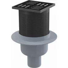   Alca Függőleges padlóösszefolyó 105x105/50 mm rozsdamentes matt fekete ráccsal és kombinált SMART bűzzáral APV32BLACK