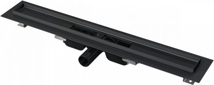 Alcaplast Low - Zuhanyfolyóka fekete-matt 650mm, vízszintes lefolyóval APZ101BLACK-650