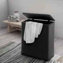 Aqualine Ambrogio szennyeskosár 50x55x28 cm, fekete kivitelben