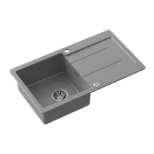   Aqualine gránit mosogató 77x44 cm csepegtetővel és lefolyógarnitúrával, szürke 30874508