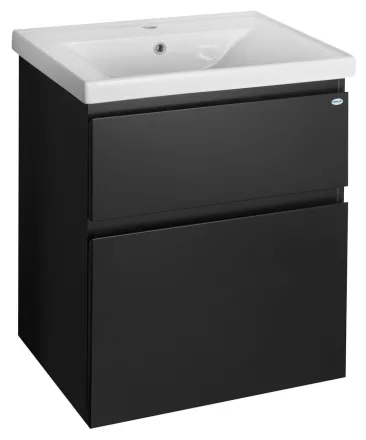 Aqualine Altair két fiókos alsószekrény 61,5x45x72,5 cm, mosdó nélkül, matt fekete AI665