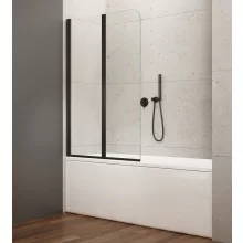   Aqualine Wila kádparaván 90x140 cm transzparent üveggel és matt fekete kerettel AQ5742B