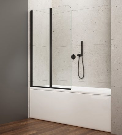 Aqualine Wila kádparaván 90x140 cm transzparent üveggel és matt fekete kerettel AQ5742B
