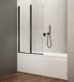 Aqualine Wila kádparaván 90x140 cm transzparent üveggel és matt fekete kerettel AQ5742B