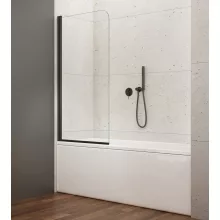   Aqualine Vilma nyíló kádparaván 60x140cm transzparent üveg, matt fekete profil AQ6014B