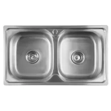   Aqualine Inox két medencés mosogatótálca 81x18x46 cm lefolyógarnitúrával  AQ8146B