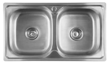 Aqualine Inox két medencés mosogatótálca 81x18x46 cm lefolyógarnitúrával  AQ8146B