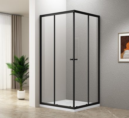 Aqualine Agga Black zuhanykabin átlátszó üveggel 90x90x185 cm, matt fekete profilszín BLF909
