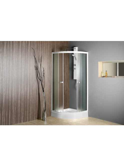 Aqualine ARLEN Íves zuhanykabin 800X800 mm, fehér, BRICK üveg (YR800 helyett) BTR800