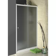   Aqualine Amadeo zuhanyajtó Brick üveggel 1100x1850 mm, fehér profil BTS110