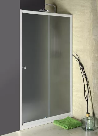 Aqualine Amadeo zuhanyajtó Brick üveggel 1100x1850 mm, fehér profil BTS110