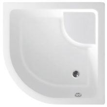   Aqualine mély íves zuhanytálca túlfolyóval 80x80x28 cm, fém tartószerkezettel, fehér C83