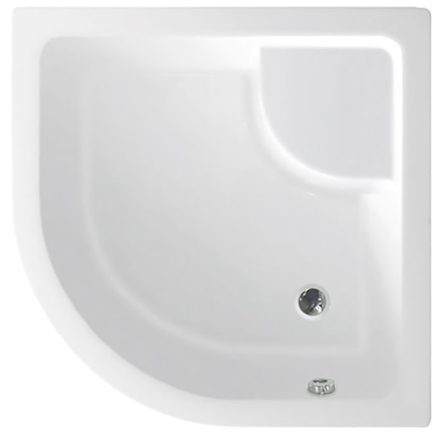 Aqualine mély íves zuhanytálca túlfolyóval 90x90x28 cm, fém tartószerkezettel, fehér C93
