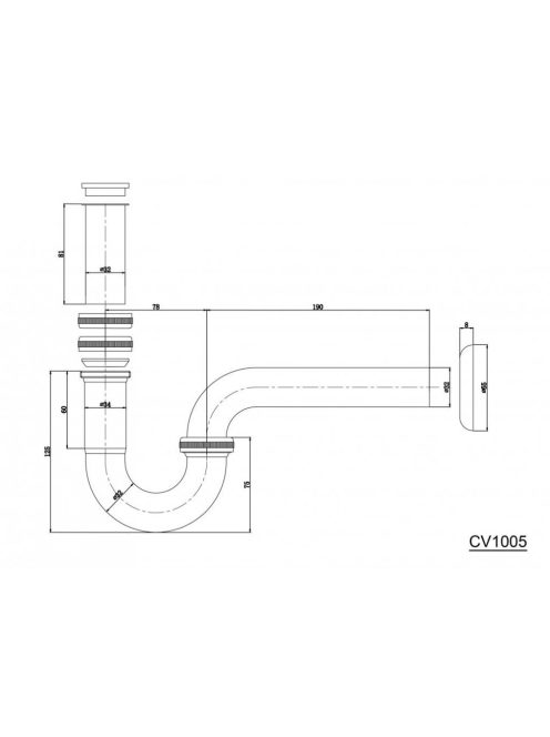 Aqualine mosdó szifon CV1005