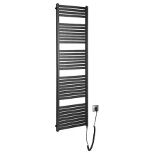   Aqualine Tondi-E elektromos fürdőszobai radiátor 45x169 cm, 600W, matt fekete DE446T