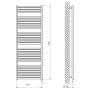 Aqualine Tondi-E elektromos fürdőszobai radiátor 45x169 cm, 600W, matt fekete DE446T