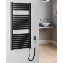   Aqualine TONDI-E elektromos fürdőszobai radiátor, 450x970 mm, 300W, matt fekete DE456T