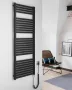Aqualine TONDI-E elektromos fürdőszobai radiátor, 600x1330 mm, 600W, matt fekete DE486T