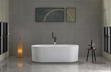 Aqualine TURIA szabadon álló akril kád 170x80 cm hullámos panel, fehér E2780