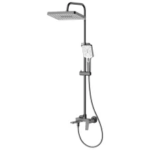 Aqualine Flery zuhanyrendszer fejzuhannyal és zuhanyszettel, gun metal kivitelben