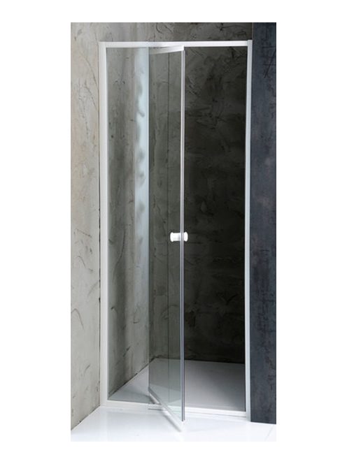 Aqualine Amico Univerzális zuhanyajtó 122x185 cm, átlátszó üveg, fehér profilszín G100