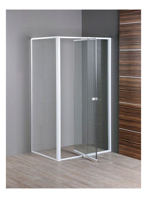 Aqualine Amico Univerzális zuhanyajtó 100x185 cm, átlátszó üveg, fehér profilszín G80