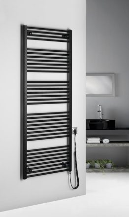 Aqualine Direct-E Elektromos fürdőszobai radiátor 60x168 cm fűtőpatronnal 800W, matt fekete ILE66TB