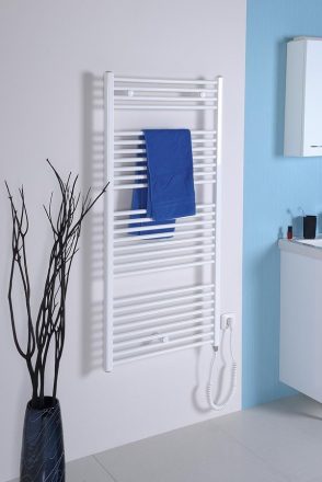 Aqualine Direct-e elektromos fürdőszobai radiátor fűtőpatronnal 45x96 cm, fehér ILE94T