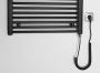 Aqualine Direct-E Elektromos fürdőszobai radiátor 60x96 cm fűtőpatronnal 400W, matt fekete ILE96TB