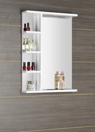 Aqualine Korin fali tükör 50x70x12 cm LED világítással és polccal, fehér KO355