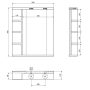 Aqualine Korin fali tükör 50x70x12 cm LED világítással és polccal, fehér KO355