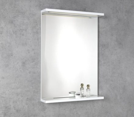 Aqualine Korin polcos tükör 60x70x12 cm LED világítással, fehér KO390S