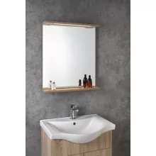   Aqualine Korin polcos tükör LED világítással 60x70x12cm, platina tölgy KO990S
