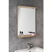   Aqualine Korin polcos tükör LED világítással 50x70 cm, platina tölgy KO995S