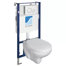 Aqualine Taurus fali WC szett tartállyal, nyomólappal és Soft Close ülőkével