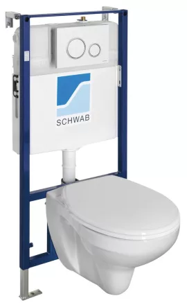 Aqualine Taurus fali WC szett tartállyal, nyomólappal és Soft Close ülőkével