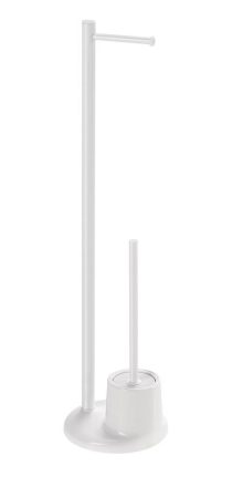 Aqualine White Line álló WC-papír tartó WC kefével, fehér MM32
