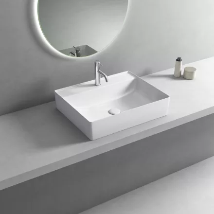 Aqualine Callis pultra ültethető kerámia mosdótál 52x42 cm, fehér kivitelben