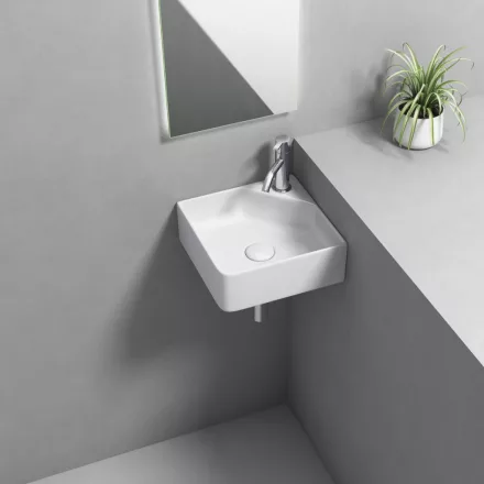 Aqualine Nexa kerámia sarok kézmosó 30x30 cm, fehér NP436