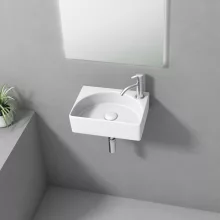 Aqualine Rubic kerámia kézmosó 34x25 cm, jobbos/fehér kivitelben