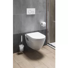 Aqualine Nera falsík alatti WC szett öblítőperemes fehér WC csészével és fehér/króm nyomólappal.