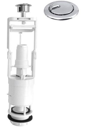 Aqualine WC öblítőszelep duál gombbal többféle típusú WC tartályhoz, króm OVDC001