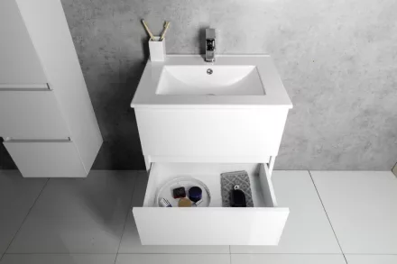 Aqualine Paneda két fiókos mosdótartó szekrény 69,5x55x45,2cm, fehér PN270
