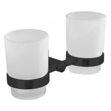   Aqualine Samba dupla pohártartó, tejüveg/fekete konzol SB205