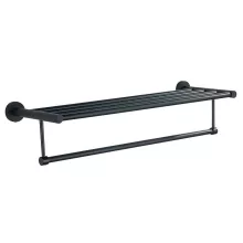  Aqualine Samba falra szerelhető törölközőtartó polc 62,5 cm, fekete SB214