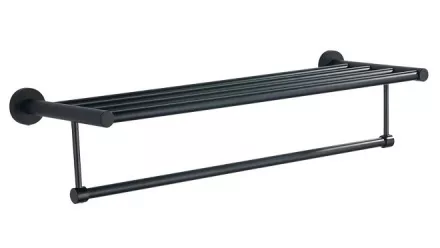 Aqualine Samba falra szerelhető törölközőtartó polc 62,5 cm, fekete SB214