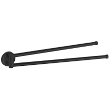   Aqualine Samba falra szerelhető dupla törölközőtartó 47 cm, fekete SB221