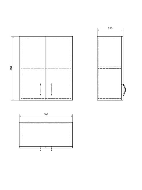 Aqualine Simplex Eco felső szekrény 60x60x23,8 matt fehér SIME535